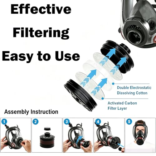 Full Face Dust Mask, Reusable Full-Face Mask, Full Face Cover Mask with for Paint, Against Dust - color: 1pcs Full-mask-01