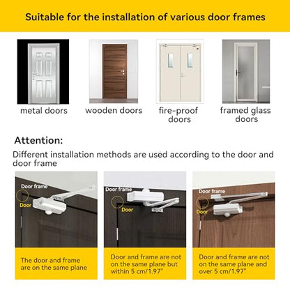 Automatic Door Closer Heavy Duty Spring Size 2 Hydraulic Aluminum Alloy UL 3-Hour Fire Rating Surface Mounted Home Commerical Door Closures Hold Open Adjust Speed Door Weights 88-144 Lbs - size: Model 165 White Hold Open-Door Weight 88-144 Lbs