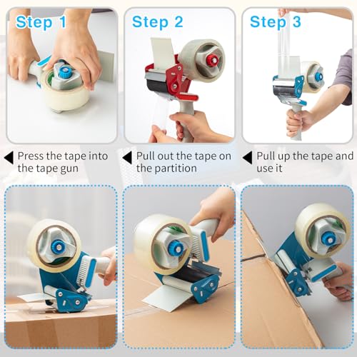 WILLBOND 3 Inch Wide Tape Gun, 4 Pack, Red,Blue - color: Red,blue