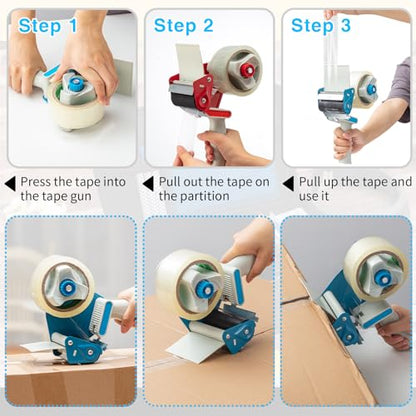 WILLBOND 3 Inch Wide Tape Gun, 4 Pack, Red,Blue - color: Red,blue