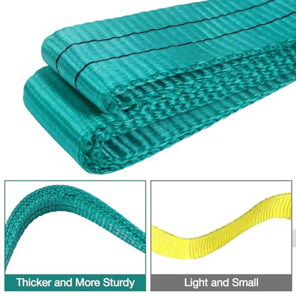 Lift Sling Straps,2" x 2' 2-Ply Heavy Duty Twist Eye Lift Sling 2P - color: Green, size: 2" x 2' (2 pack)