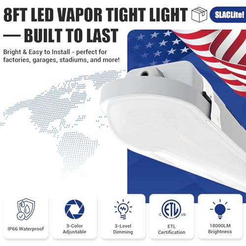 8FT LED Vapor Tight Light 120W/100W/80W,3/4/5000K CCT, ETL 1Pack - size: 8FT (1-Pack)