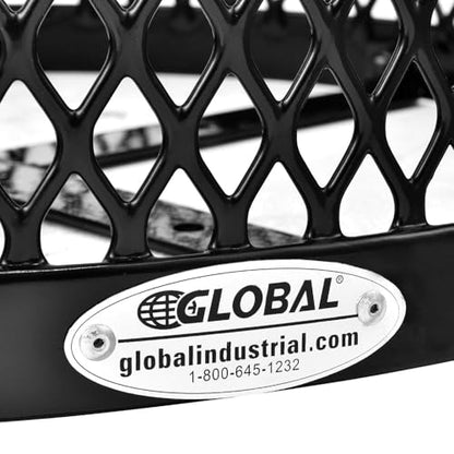 Global Industrial Outdoor Diamond Steel Trash Can with Rain Bonnet Lid and Plastic Liner, 36 Gallon Capacity, Black, Commercial Trash Can, 23-1/2" Diameter, 40-1/2"H - color: Black