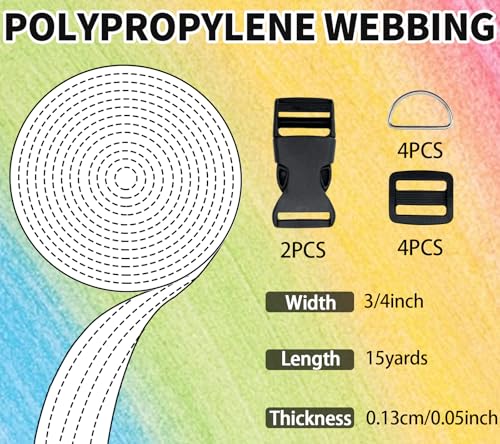 3/4 Inch Gray Polypropylene Webbing Straps 15Yds for Sewing - color: Gray, size: 15
