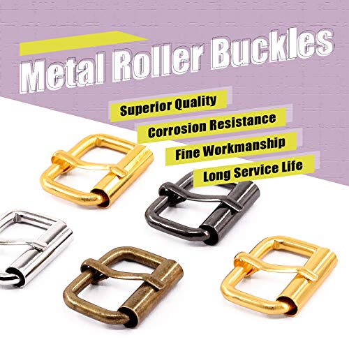 Swpeet S1175 60Pcs Heavy Duty 1 Inch / 25mm Bronze Multi-Purpose Metal Roller Buckles Metal Rings for Belts Hardware Bags Ring Hand DIY Accessories Keychains Belts and Dog Leash - style: Metal Roller Buckles