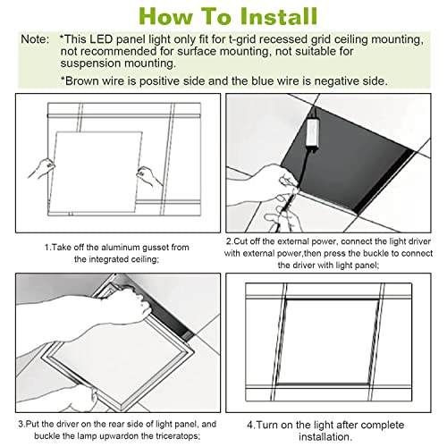 2x2FT LED Flat Panel Light, 48W White LED Drop Ceiling Light Fixtures, 4800LM/7000K Dust-Proof LED Troffer Light Lay in Fixture for Office (1Pcs) - color: 1Pcs
