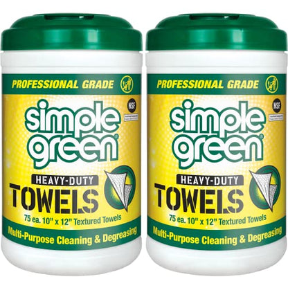 Simple Green Professional Grade Heavy-Duty Cleaning and Degreasing Towels, All-Purpose Cleaning Wipes, 75 count (Pack of 2) - size: 75 Count (Pack of 2)