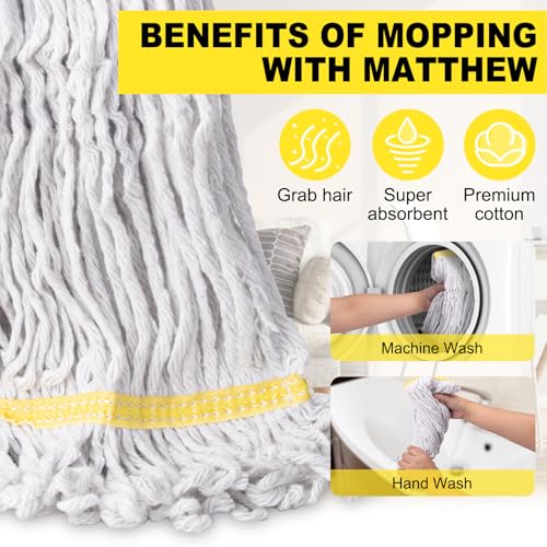 KeFanta 3 Pack Heavy Duty Commercial Mop Head Replacement,White - color: Yellow