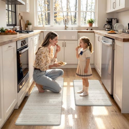 KIMODE Kitchen Mats Cushioned Anti Fatigue,Farmhouse Kitchen Rugs Sets of 2 - color: Khaki Diamond, size: 17.3" x 47 "+ 17.3" x 29 "--0.47 inches