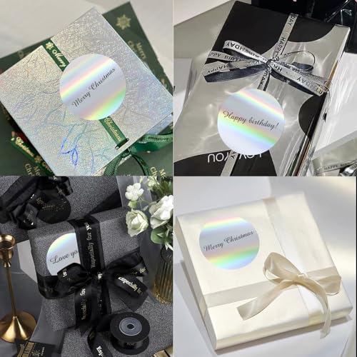 3" Holographic Direct Thermal Label Stickers, Round Printable Rainbow Glitter Thermal Printer Sticker Labels for Gift Wrapping, Self-Adhesive DIY Custom Logo Design- Holographic Silver - color: Holographic Silver, size: 3 inch