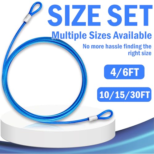 4.7mm(3/16") Steel Security Cable with Loops, Bike Lock Cable, 2Pack - color: Blue, size: 4FT-(2Pack)