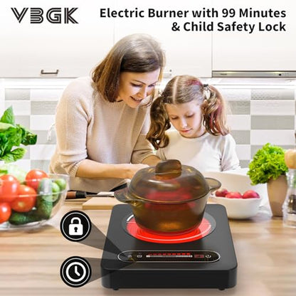 VBGK Single Burner Electric Cooktop,110V 1800W Electric Stove Top with LED Touch Control,10 Power Levels, 4 hTimer, Safety Lock,single burner cooktop Overheat protection - size: electric cooktop 30 inch