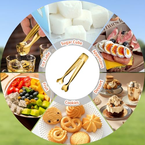 Mini Serving Tongs, Anytrp 18-Packs Stainless Steel Sugar Tongs, 4.3 inch Ice Tongs Kitchen Appetizers Tong for Coffee Bar, Tea Party, Desserts Party, Sugar and Ice Bucket - color: Gold, size: 4.3inch-18pcs