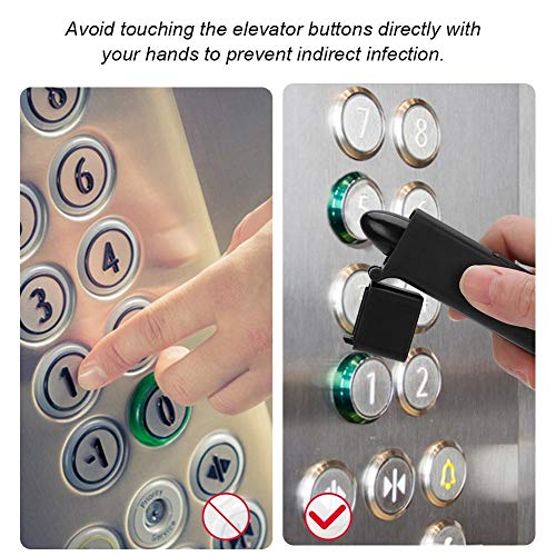 Dioche No-Touch Door Opener, Contactless Safety Door Opener, Elevator Press Stick Button Pusher Tool, Easy to Carry (Black, ABS)