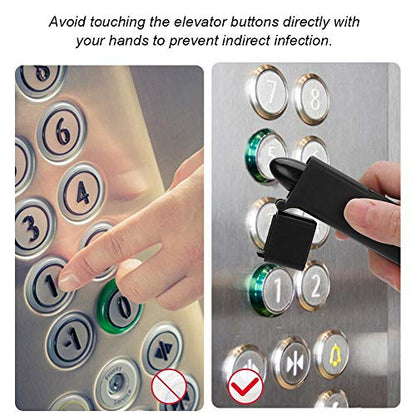 Dioche No-Touch Door Opener, Contactless Safety Door Opener, Elevator Press Stick Button Pusher Tool, Easy to Carry (Black, ABS)
