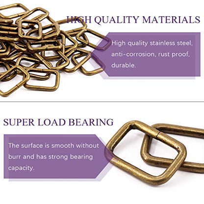 Swpeet 60Pcs Heavy Duty Metal Rectangle Ring - color: Bronze, size: 5/4 Inch