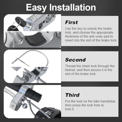 JAGASOL Motorcycle Handlebar Lock, Helmet & Brake Anti-Theft Lock Silver - color: Silver