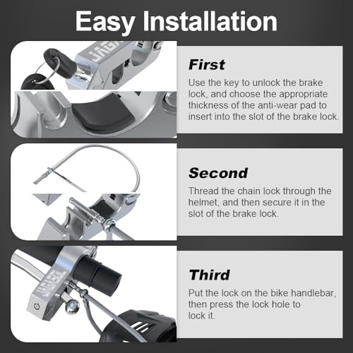 JAGASOL Motorcycle Handlebar Lock, Helmet & Brake Anti-Theft Lock Silver - color: Silver