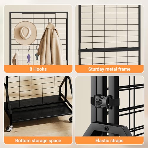 ELYKEN 2 Pack Foldable Grid Wall Panels, 5.7 x 2 FT Gridwall Display Rack - color: Black, size: 2'w-2 pack
