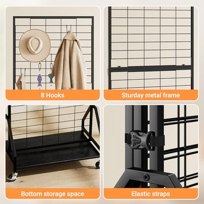 ELYKEN 2 Pack Foldable Grid Wall Panels, 5.7 x 2 FT Gridwall Display Rack - color: Black, size: 2'w-2 pack