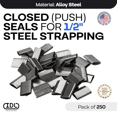 IDL Packaging 1/2" Closed (Push) Seals for Steel Strapping, Pack of 250 - color: Closed (Push), size: 1/2"