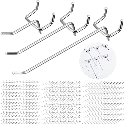 Hicarer 200 Pcs Stainless Steel Pegboard Hooks Multiple Sizes Fit 1/4" or 1/8" Pegboard Ideal for Garage Tool Organization, Wall Storage(2 Inch, 4 Inch, 6 Inch) - size: 2 Inch, 4 Inch, 6 Inch
