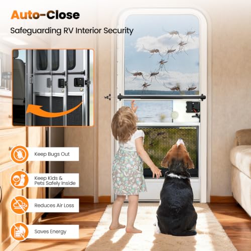 2-in-1 Aluminum RV Screen Door Handle Grab Bar with Auto Closer