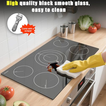 Karinear Electric Cooktop 36 Inch, Upgrade 5 Burners Electric Stove Top - color: 36 inch 5 burners