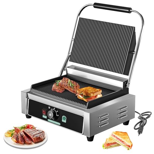 Commercial Electric Panini Grill, 1700W Stainless Steel