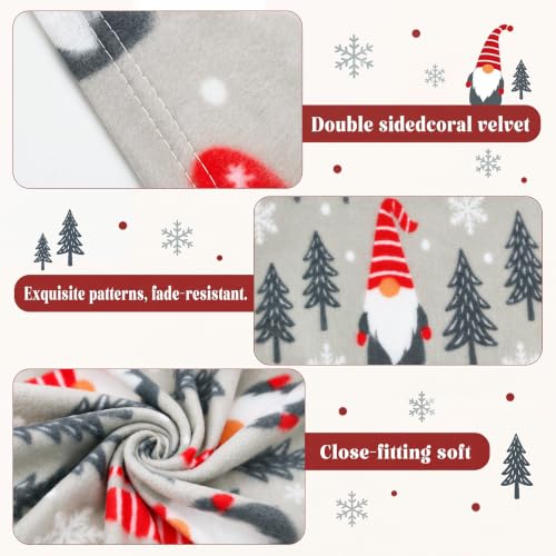 Kinlop 40 Pcs Christmas Throw Blankets Bulk Xmas Soft Cozy Lightweight Fleece Blanket Winter Holiday Blankets for Couch Bed Sofa Home Donation 50 x 60 Inch (Grey Gnome) - color: Gray