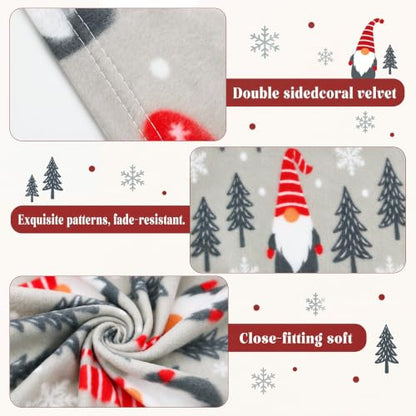 Kinlop 40 Pcs Christmas Throw Blankets Bulk Xmas Soft Cozy Lightweight Fleece Blanket Winter Holiday Blankets for Couch Bed Sofa Home Donation 50 x 60 Inch (Grey Gnome) - color: Gray
