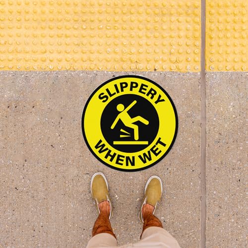Slippery When Wet Stickers 12 Inch Self-Adhesive Removable Vinyl Caution Wet Floor Safety Signs Waterproof Warning Decals for Indoor Outdoor 10 PCS (Pack of 2) - size: 12 Inch (Pack of 2)