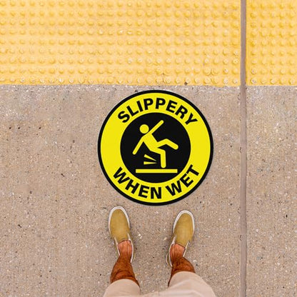 Slippery When Wet Stickers 12 Inch Self-Adhesive Removable Vinyl Caution Wet Floor Safety Signs Waterproof Warning Decals for Indoor Outdoor 10 PCS (Pack of 2) - size: 12 Inch (Pack of 2)