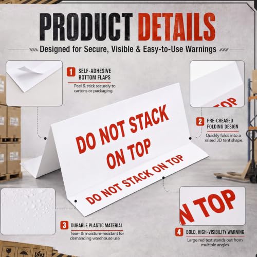 Novabright 100 Pack Do Not Stack Tent Labels for Safe Shipping Pallets