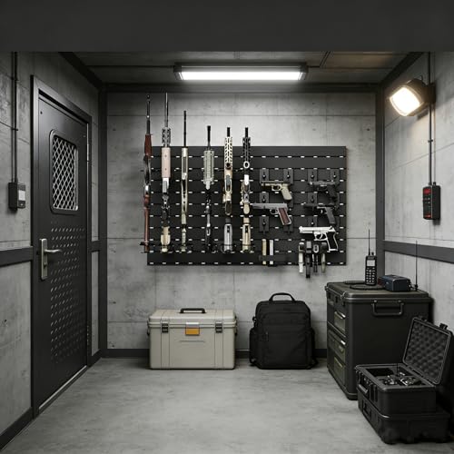 Wall Rack System - Aluminium Heavy-Duty Tactical Storage - color: Black(Full), size: Full