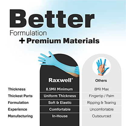Raxwell 8.5 Mil Nitrile Gloves, Heavy Duty Cleaning Gloves, For Adults - size: Large, style: 50 Count