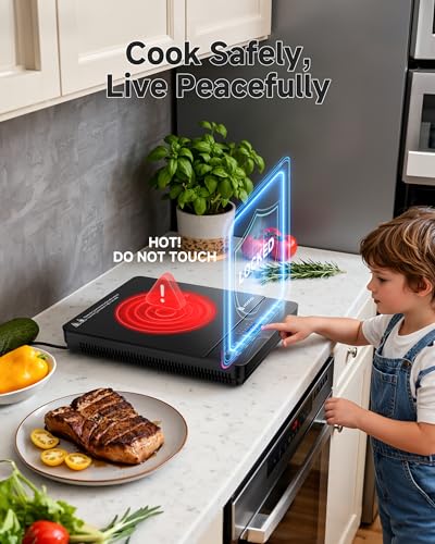 AOBOSI Portable induction cooktop, 1800W fast and efficient cooking, blue LCD screen, 17 power levels/20 temperature levels, pause/timer, keep warm, DIY three-stage program, Christmas gifts