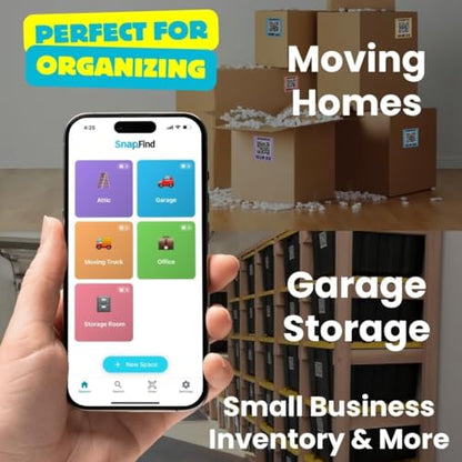 Smart QR Code Labels – AI Auto-Labeling, No Typing! Storage Bins & Moving Containers – iOS & Android App – Starter Pack, 10 Waterproof Stickers (3" x 5") (Orange)