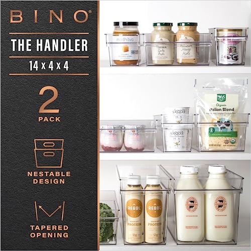 BINO | Plastic Storage Bins, Small | THE HANDLER COLLECTION | Multipurpose Organizer Bins | Kitchen Pantry Organizers and Storage | Clear Containers for Organizing Home | Freezer Organizer - size: 2PK SMALL - 14 x 4 x 4
