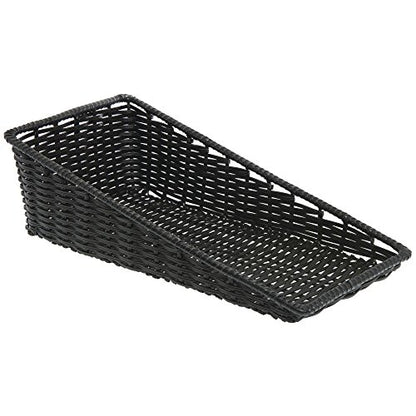 HUBERT Wicker Look Tapered Storage Basket, Rectangular Black - 11 1/2"L x 24"D x 1 1/2" to 7"H - color: Black, size: 11.5"Lx24"Dx1.5-7"H