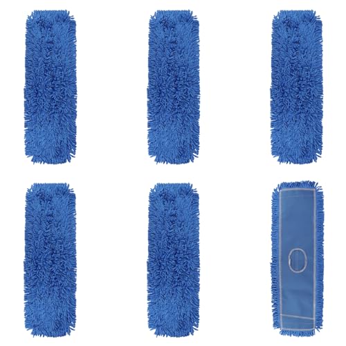 Commercial 24 Inch Dust Mop Head: Replacement Sweeper and Janitorial Industrial Dust Mop Head for Floor Cleaning, Office, School, Restaurant, Hospital (Blue - 6 Pack) - color: Blue - 24 Inch - 6pack - Scrubby