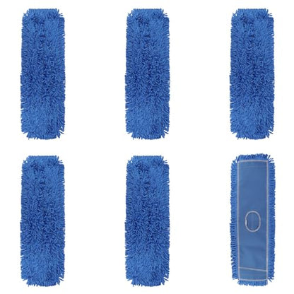 Commercial 24 Inch Dust Mop Head: Replacement Sweeper and Janitorial Industrial Dust Mop Head for Floor Cleaning, Office, School, Restaurant, Hospital (Blue - 6 Pack) - color: Blue - 24 Inch - 6pack - Scrubby