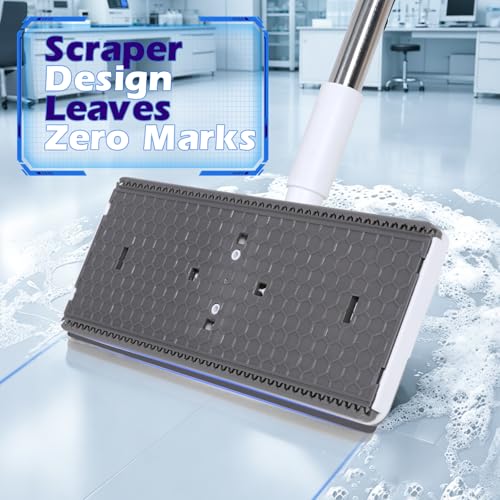 Masthome Snap Grip Mop,51" Hands Free Flat Mop with Stainless Steel Handle - color: White-large-mini Lazy Mop