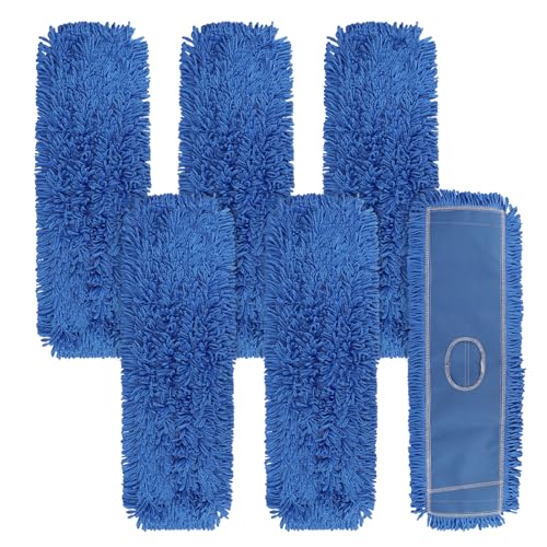 Commercial 24 Inch Dust Mop Head: Replacement Sweeper and Janitorial Industrial Dust Mop Head for Floor Cleaning, Office, School, Restaurant, Hospital (Blue - 6 Pack) - color: Blue - 24 Inch - 6pack - Scrubby