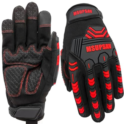 Work Gloves Men,Impact Glove,Safety Gift,Medium,Red+Black - color: Red+black, size: Medium
