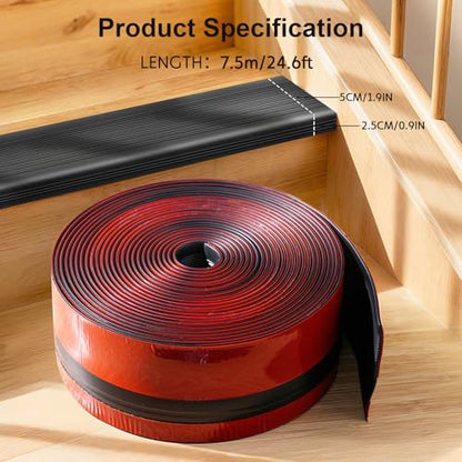 Stair Edge Protector, 24Ft Pre-Angled L-Shaped Stair Nosing with Self-Adhesive, Rubber Trim for Indoor/Outdoor Home & RV Steps - size: 24 FT