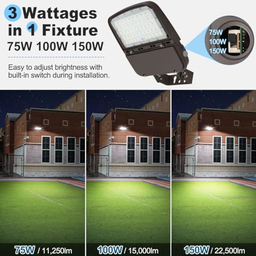 LED Parking Lot Light 150W/100W/75W Adjustable with Dusk to Dawn