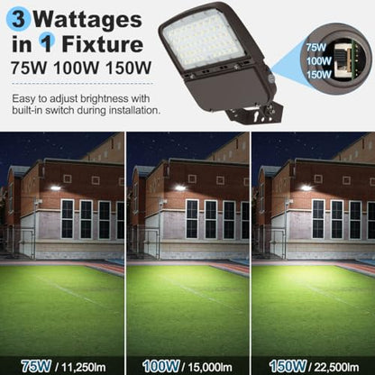 LED Parking Lot Light 150W/100W/75W Adjustable with Dusk to Dawn