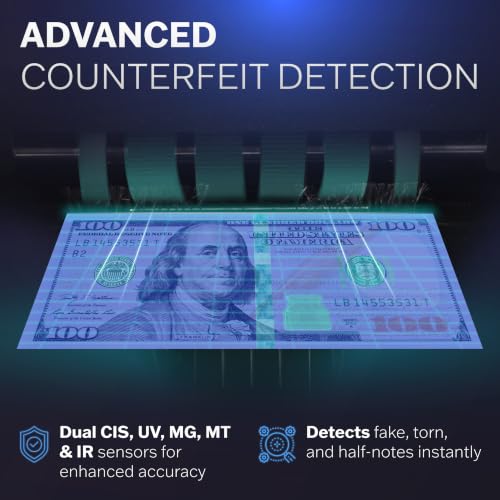 CARNATION Money Counter Machine – Cash Counting & Mixed Denomination Bill Counter, Portable Currency Scanner, Counterfeit Scanner, Dollar Sorter for Commercial, up to 1500 N/M, UV/MG/MT/IR/CIS - size: CN6