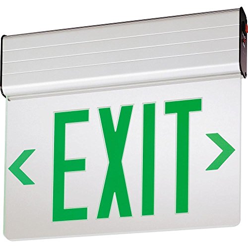 Lithonia Lighting EDG 1 G EL M6 Aluminum LED Emergency Exit Sign, 3 watts, Green - color: Green, style: Battery-Powered